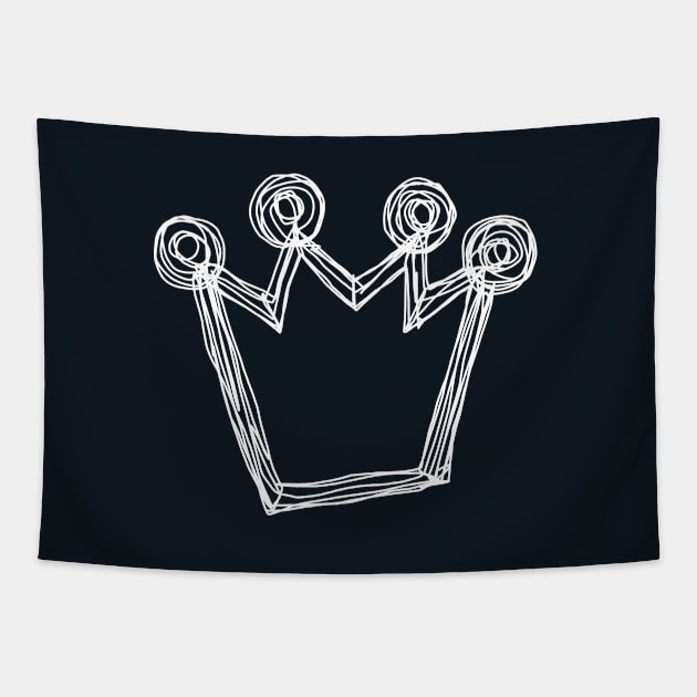 White Crown Minimal Sketch Tapestry by ellenhenryart