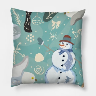 Owls in Winter Pillow