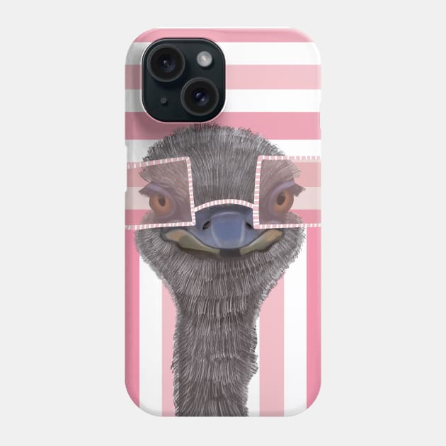 Funny Ostrich on Pink Stripes Phone Case by Suneldesigns