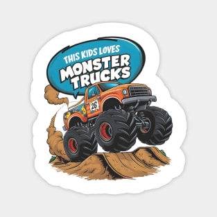 Enthusiastic Kid and Monster Truck Magnet