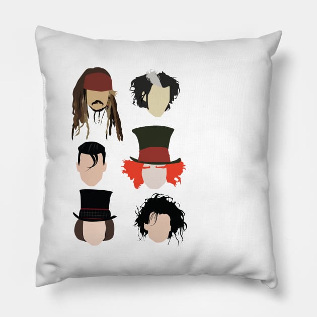 Johnny Depp Characters Pillow by mariansar