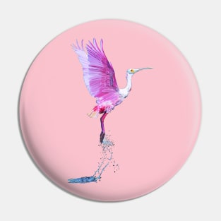 Serenity in Flight: Rosette Spoonbill Graphic Print – Captivating Nature Art for Your Space Pin