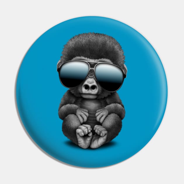 Cute Baby Gorilla Wearing Sunglasses Pin by jeffbartels