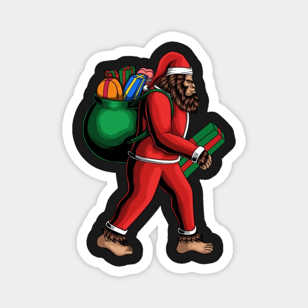 Santa Sasquatch is Coming to Town, Christmas Bigfoot Funny Design Magnet by ThatVibe