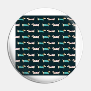 Cute dachshunds in dark blue Pin