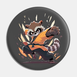 karate raccoon Pin