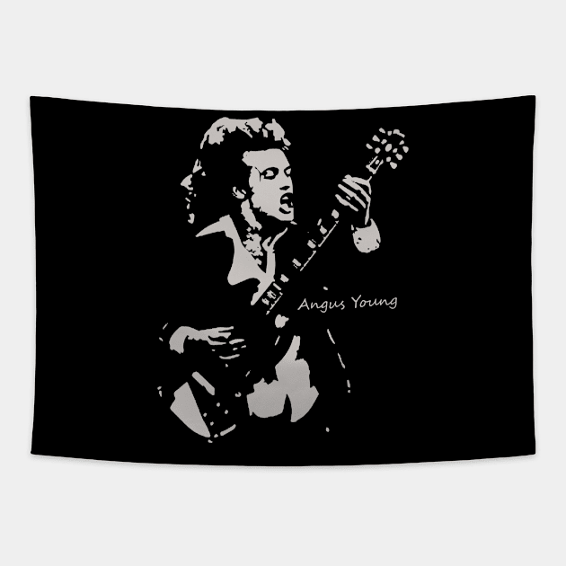 angus young sillouete Tapestry by tanjung karang