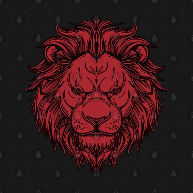 Red lion with mane by DaveDanchuk