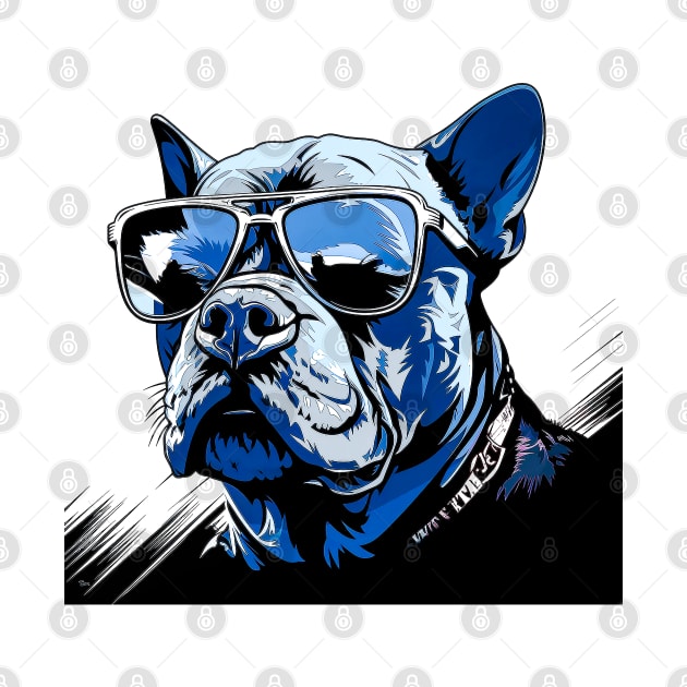 Pitbull Pride with blue glasses by Gold Turtle Lina