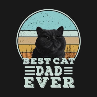 Vintage Best Cat Dad Ever Funny Cat Daddy Father Day Gift British Shorth T-Shirt