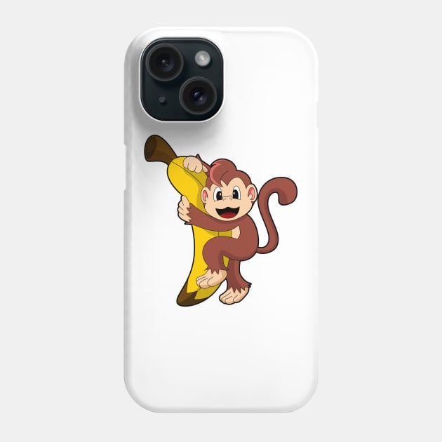 Monkey with Banana Phone Case by Markus Schnabel