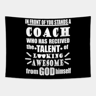Coach Coach Coach Papa Sport Fun Joke Slogan Tapestry