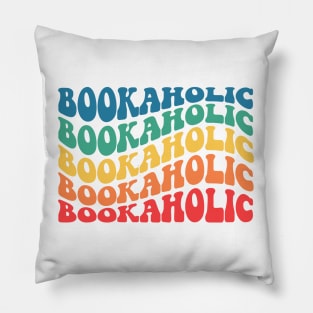 Bookaholic Groovy Wavy text Pillow