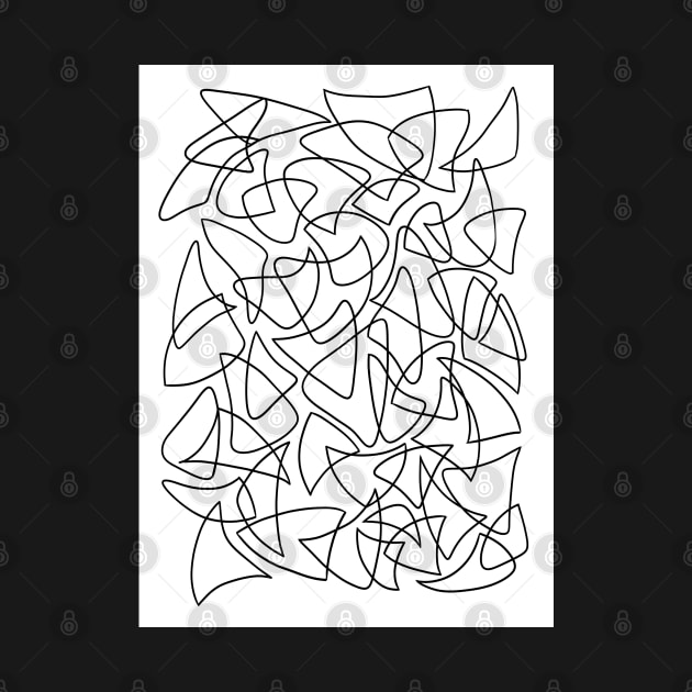 Abstract Overlapping Shapes, Drawing, Black on White by Velvet Earth