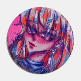 Anime girl orange and blue Pin