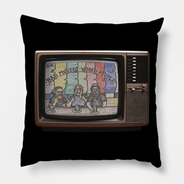 Vintage TV Front & Back Pillow by Bad Movies Worse People