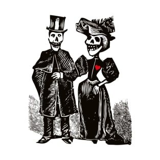 Calavera Couple | Day of the Dead | Dia de los Muertos | Skulls and Skeletons | Vintage Skeletons | T-Shirt