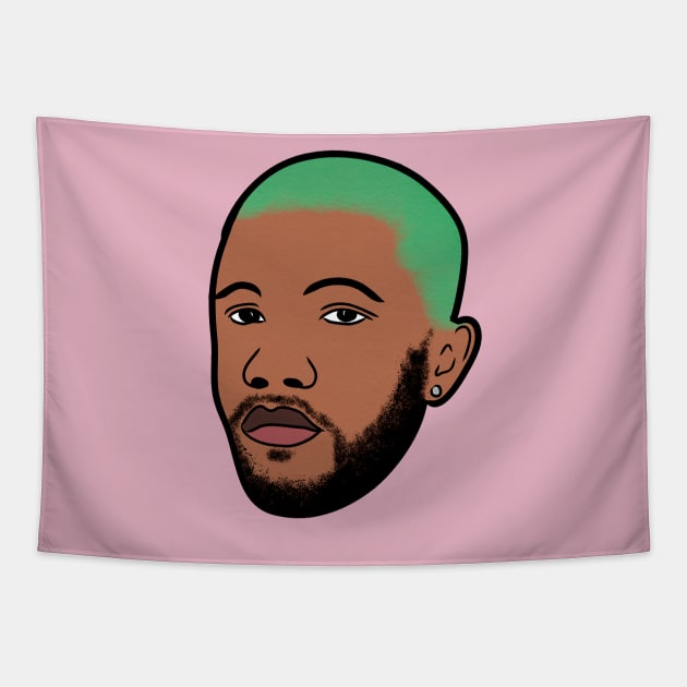 Frank Ocean Head Green Hair Tapestry by Hevding