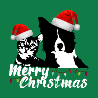 Merry Christmas Pet Lovers with Santa Claus Hat T-Shirt