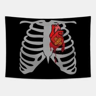 Halloween Costume Ribcage Bleeding Heart Funny Spooky Scary Skeleton Gift Tapestry