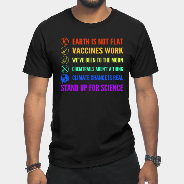 Discover Earth is Not Flat Vaccines Work Moon science - Earth Is Not Flat Vaccines Work Moon Sc - T-Shirt