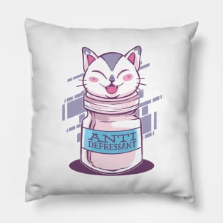 Anti Depressive Cat Design Pillow