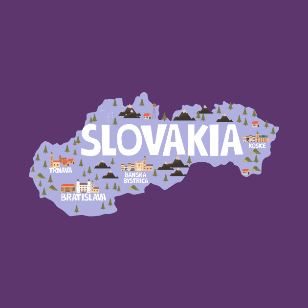 Slovakia Illustrated Map by JunkyDotCom