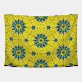 Green Starburst with Yellow Background Pattern - WelshDesignsTP004 Tapestry