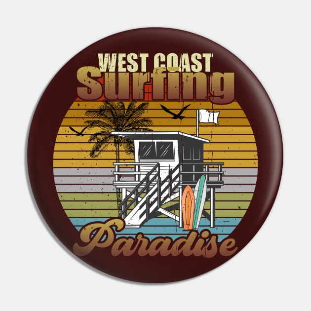 West Coast Surfing Paradise Pin by Blended Designs