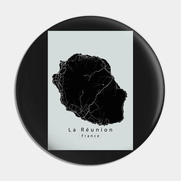 La Reunion France Island Map dark Pin by Robin-Niemczyk