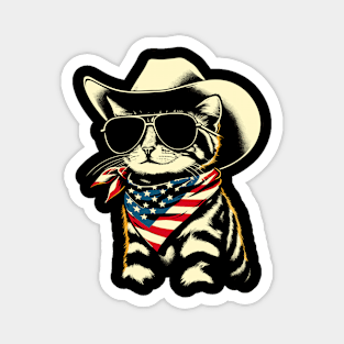 USA Flag Cat 4th of July Funny Patriotic Magnet