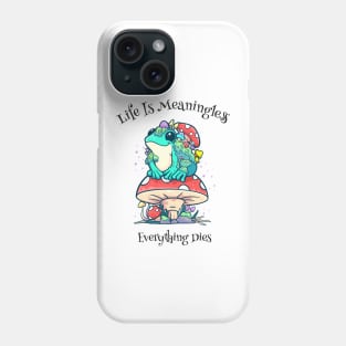 Melancholic Mirth: Finding Humor in Life's Futility with a Quirky Frog on a Mushroom Phone Case