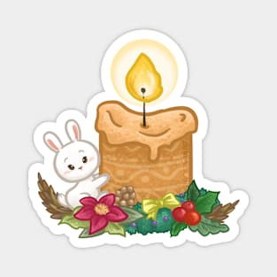 Bunny Christmas Candle Magnet