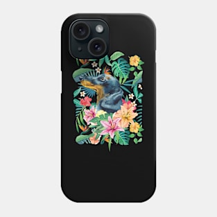 Tropical Black Tan Dachshund Doxie 2 Phone Case