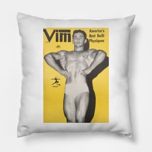 VIM America's Best Built Physique - Vintage Physique Muscle Male Model Magazine Cover Pillow