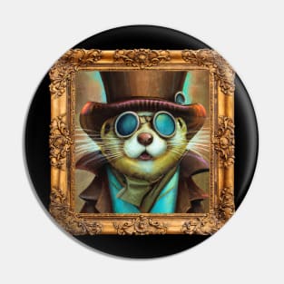 Steampunk Otter Sherriff self portrait Pin