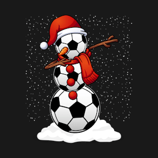 Christmas Soccer Snowman Dabbing T-Shirt