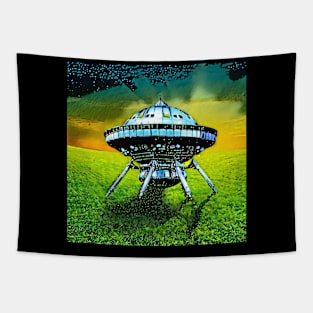 Cool UFO on lawn Tapestry