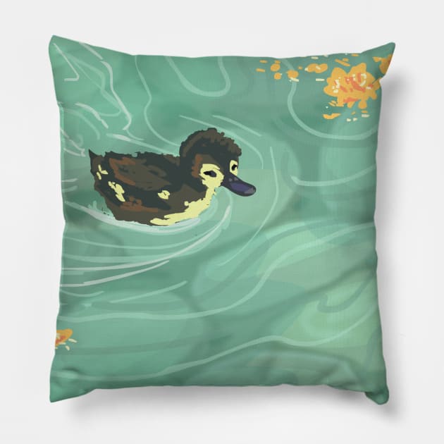 Swimming Duckling Pillow by sky665