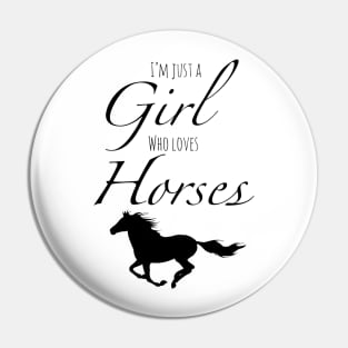 Girl And Her Horses Pin