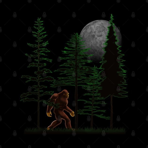 Sasquatch Bigfoot Hiding In Forest by macdonaldcreativestudios