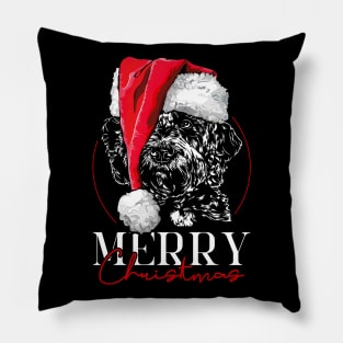 Funny Doodle Santa Merry Christmas dog mom Pillow