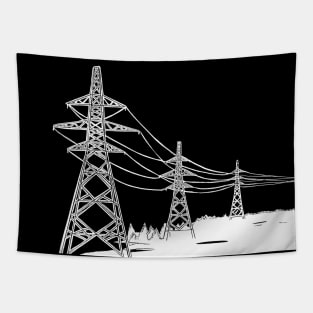 Pylons Linocut in Black and White Tapestry