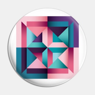 Abstract, combined Geometric shapes in salmon pink and blue Pin