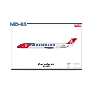 McDonnell Douglas MD-83 - Edelweiss Air (Art Print) T-Shirt