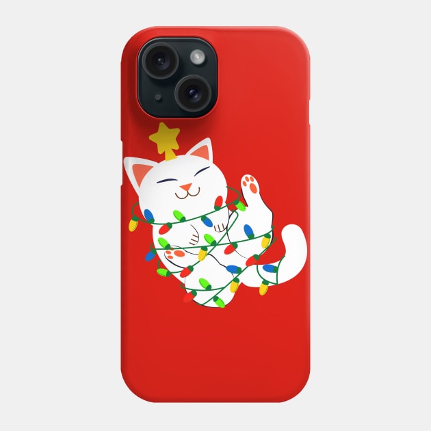 White Christmas Kitty Phone Case by machmigo