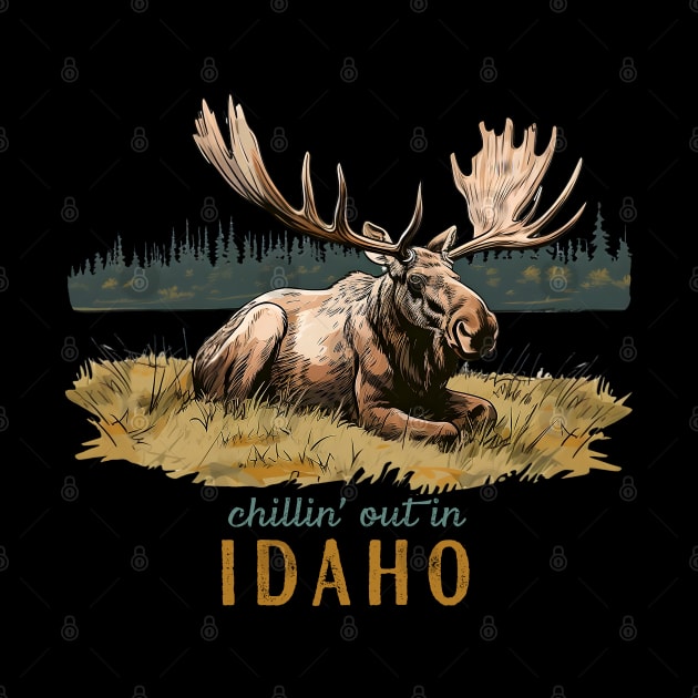 Chillin' Out In Idaho Moose Art Outdoor Souvenir by Pine Hill Goods