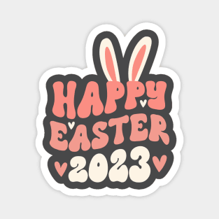 Happy Easter 2023 Bunny Ears Peach Magnet