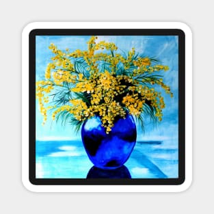 Wattle in Blue Vase Magnet