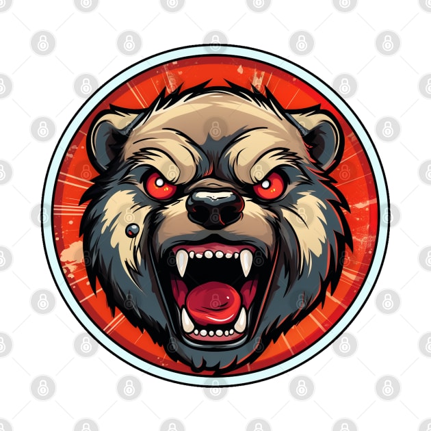 Angry Bear red Illustration by LED Graphix